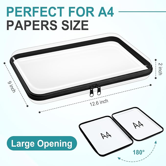 Sanwuta 6 Pcs Clear Hard Zipper Case Plastic Zipper Pouches Transparent Makeup Bag Pencil Case Pouches Toiletry Diaper Bag for Travel Toy Storage Organizer Bins(Black,12.6 x 9 x 2 Inch) - Image 2