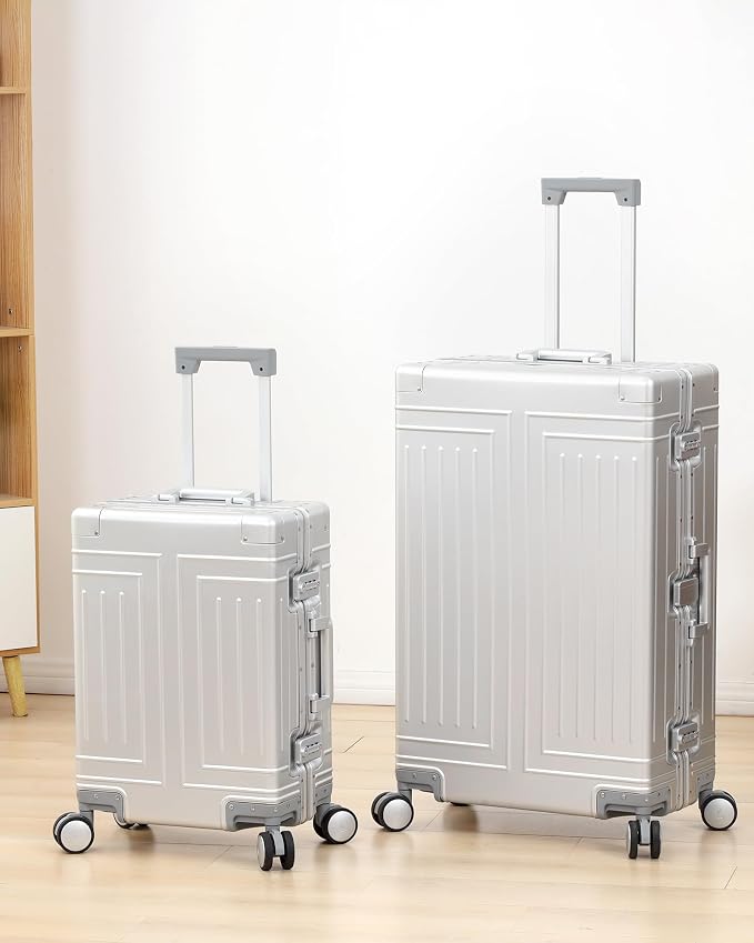All Aluminum Magnesium Luggage 28inch，Cut from Whole Aluminum Sheet（3rd Generation，Premium Magnesium Metal zipperless suitcase ） (silvery, 28inch) - Image 6