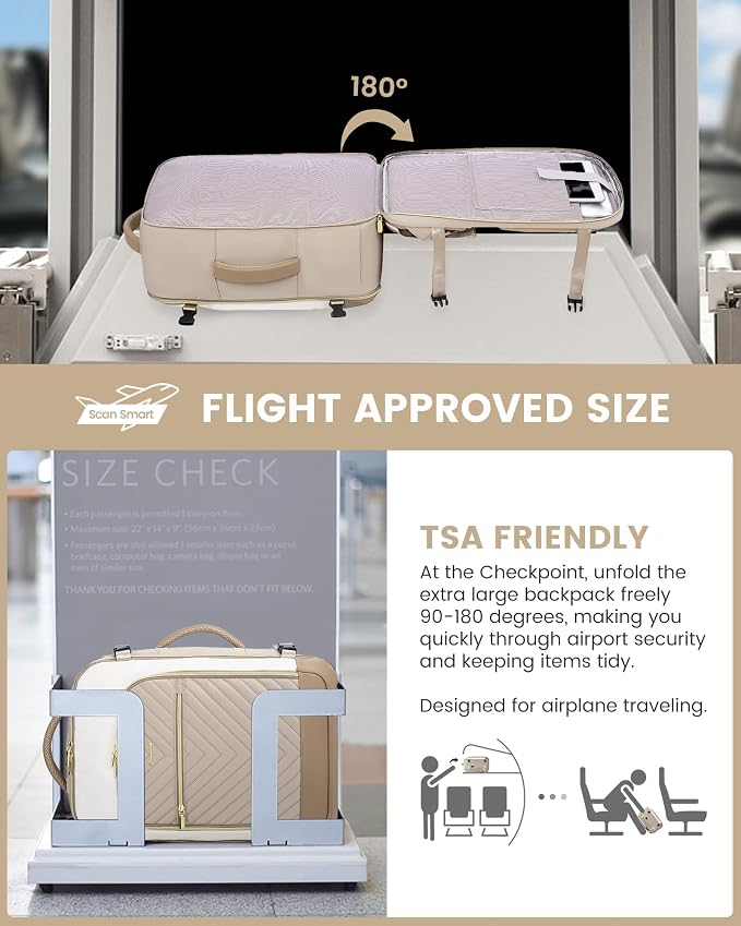 LOVEVOOK Large Travel Backpack for Women, 50L Carry on Backpack Airplane Approved, TSA Personal Item Travel Bag for Women fits 18" Laptop, Waterproof Carry on Bags for airplanes with 3 Packing Cubes - Image 2