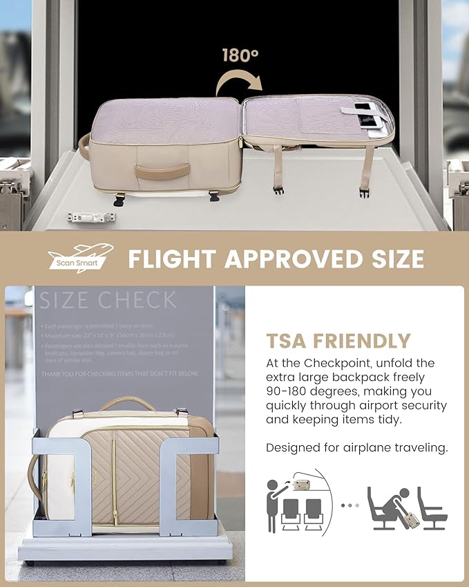 LOVEVOOK Large Travel Backpack for Women, TSA Carry on Backpack for Airplanes, 40L Personal Item Travel Bag for Women fits 17" Laptop,Waterproof Carry on Bag Airplane Approved with 3 Packing Cubes - Image 3
