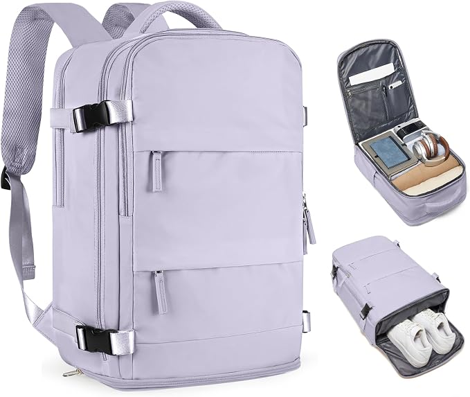 coofay Large Carry On Backpack Flight Approved Personal Item Travel Backpack For Women Airline Approved Waterproof Sports Luggage Backpack Casual Daypack Small Hiking Backpack Purple Backpack by coofay