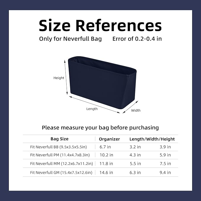 DGAZ Purse Organizer Insert Fits Neverfullbag BB/PM/MM/GM，Silk Bag Organizer，Luxury Handbag & Tote Shaper(Blue nuit,PM) - Image 7