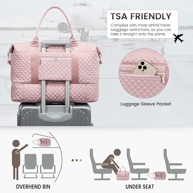 LOVEVOOK Travel Duffle Bag,Weekender Bags for Women with Shoe Compartment，Carry on Overnight Bag with Toiletry Bag,Gym Duffel Bag with Wet Pocket, Hospital Bags for Labor and Delivery - Image 5
