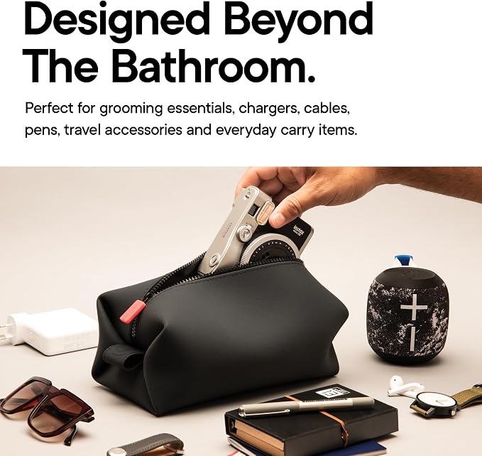TOOLETRIES The Koby Dopp Kit, Premium Silicone Toiletry Bag for Men, Compact Leak-Resistant Travel Organizer with Heavy-Duty Zipper, Easy-to-Clean Grooming Bag – Original 10” x 6” x 6”, Charcoal - Image 6