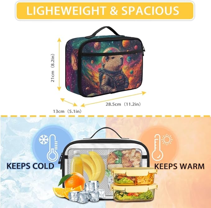 Cute Capybara Backpack for School Boys 6-7 8-9 with Lunch Box Primary Student Solar System Planets School Bag and Lunch Bag Set 2nd Grade Bookbag/Lunchbox, 3 Piece - Image 4