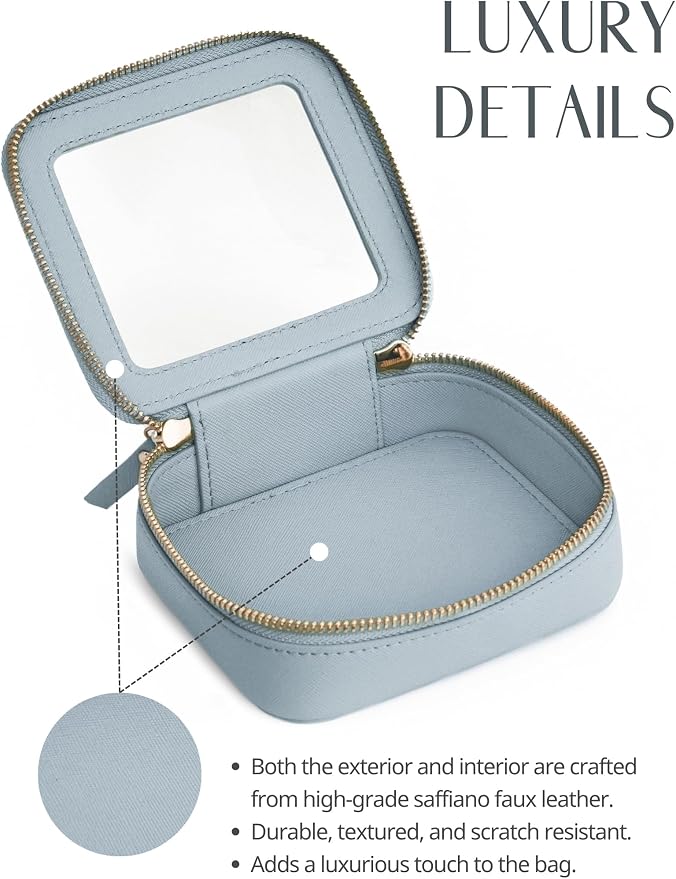 Popvibe Clear Makeup Bag Travel Cosmetic Case Transparent Toiletry Bag with Zipper, Portable Make Up Organizer Traveling Compact Car Bag for Essentials, Light Blue, Mini - Image 3