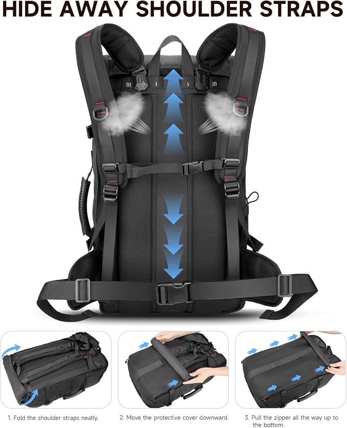 Travel backpack for men,60L Extra Large Carry on Backpack Durable Convertible Duffle Bag with Shoe Compartment Fit for 17 Inch Laptop for travel, camping,Weekender Hiking - Image 7
