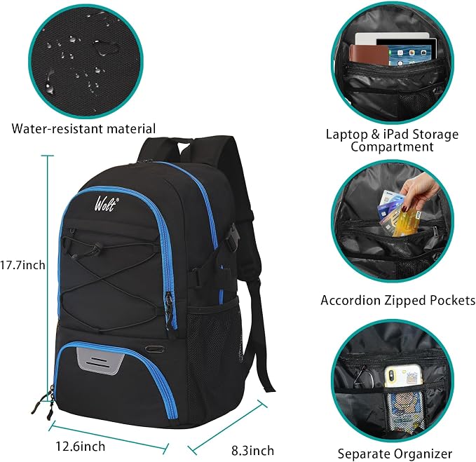 WOLT Basketball Backpack Large Sports Bag with Separate Ball Holder & Shoes Compartment, Best for Basketball, Soccer,Gym - Image 2