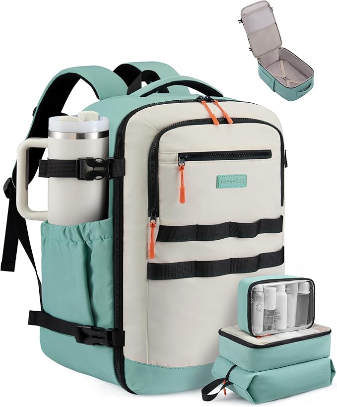 LOVEVOOK 50L Travel Backpack for Women & Men, TSA Approved Carry On Backpack with 3 Packing Cubes, Waterproof Personal Item Bag Fits 17 Inch Laptop, Weekender Essentials Overnight Backpack for Trip by LOVEVOOK