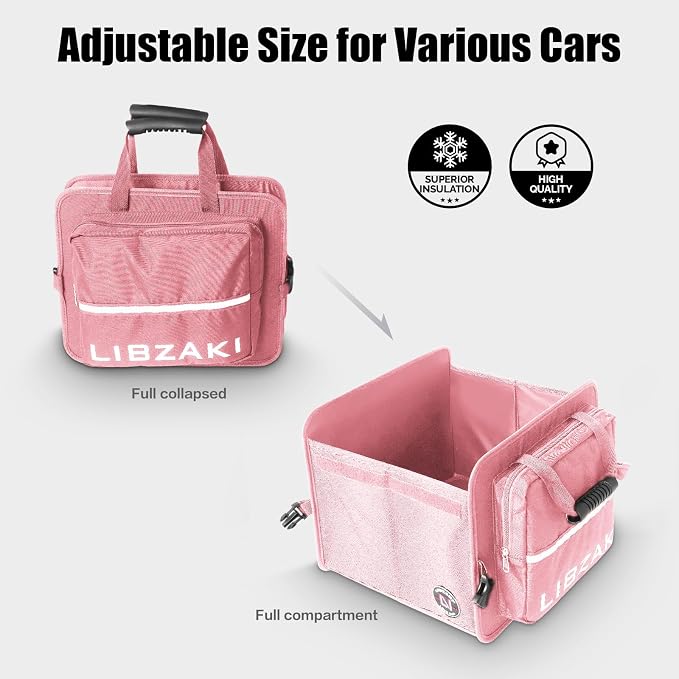 LIBZAKI Car Trunk Storage Organizer, Collapsible Trunk Storage Box for Car Truck SUV-Pink - Image 3