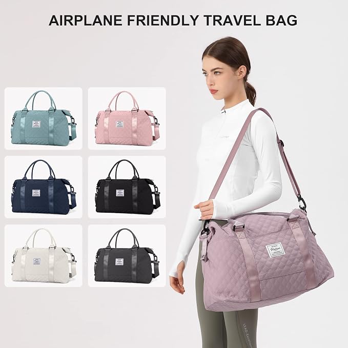 Travel Duffel Bag, Carry On Overnight Weekender Bags for Women | Travel Bag with Wet Pocket & Trolley Sleeve, For Spirit Airlines 18x14x8 Personal Item Bag - Image 2