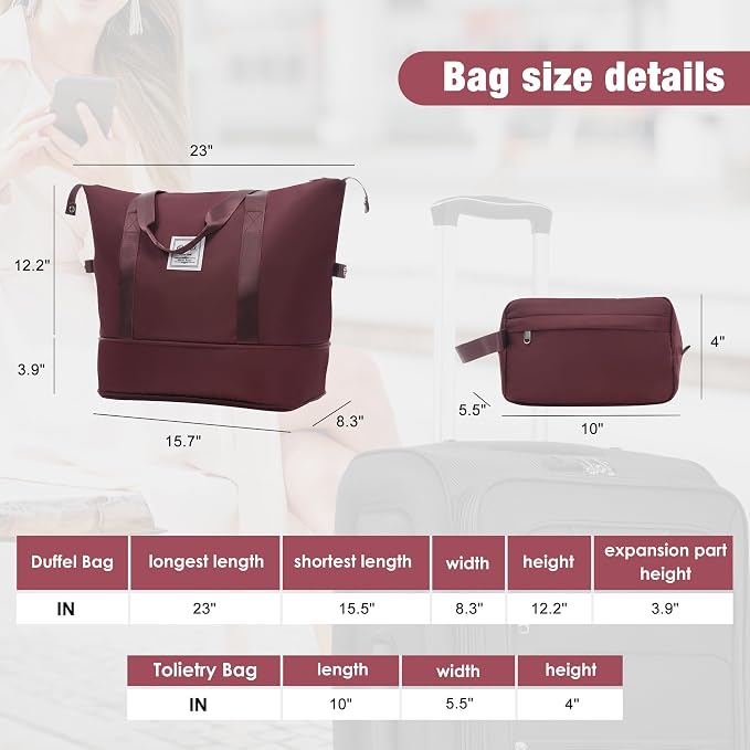 Merax Softside Luggage Set 3 Piece Suitcase with Duffel Bag Spinner Wheels | Lightweight Expandable Travel Luggage 22" 26" 30",Red - Image 4