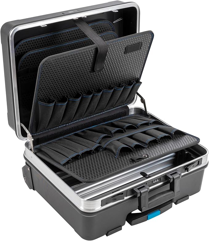 B&W International GO Portable Wheeled Rolling Tool Case Box with Pocket Boards, Black by BWInternational