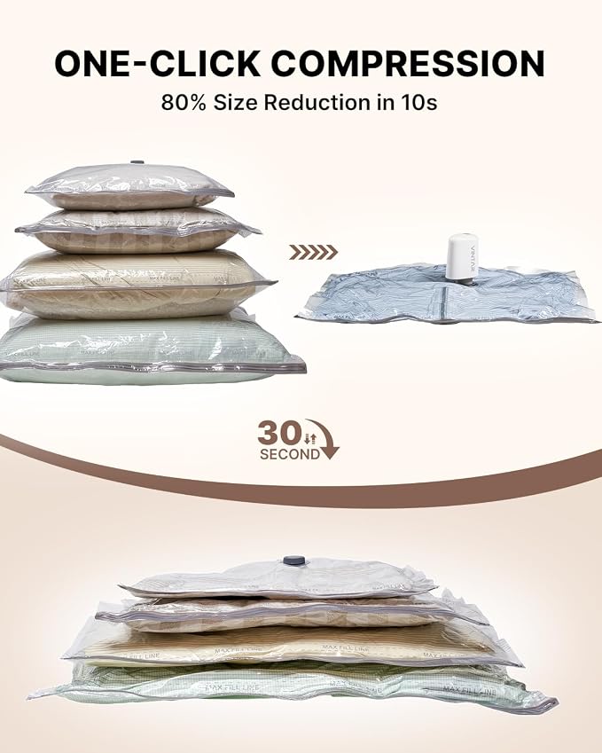 Travel Vacuum Seal Bags for Clothing with Rechargeable Cordless Pump, VINTAR 16 Pack (4J+4L+4M+4S) Carry-on Size Space Saver Vacuum Storage Bags, Compression Packing Bags for Luggage and Suitcase - Image 5