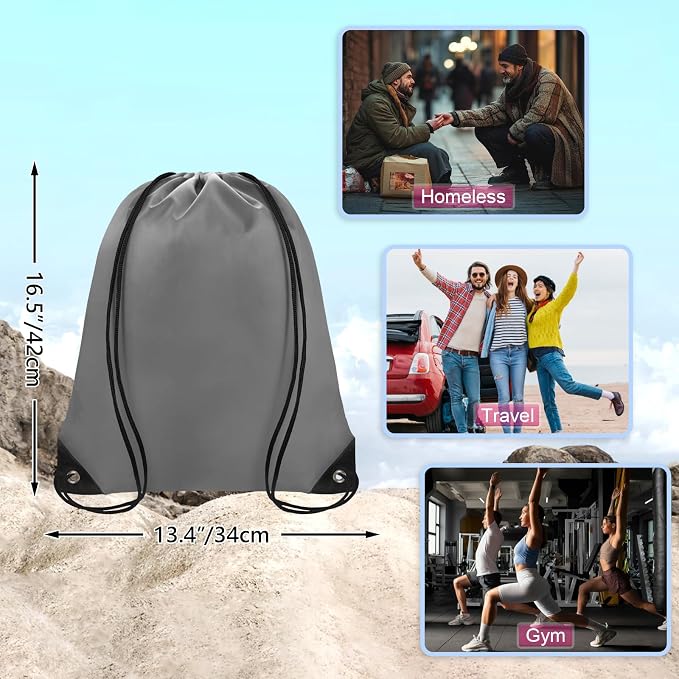 Grneric Drawstring Backpack Bulk 70Pcs String Backpack Drawstring Bags Cinch Bag Sackpack for Men Women Gym(Grey) - Image 2