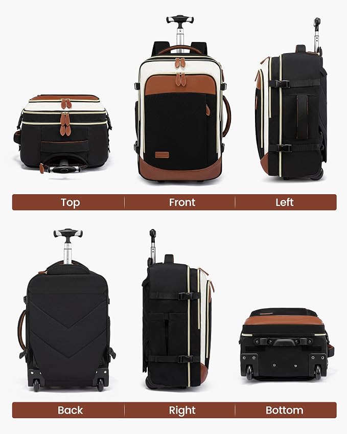 LOVEVOOK Rolling Backpack for Women, 50L Travel Backpack with Wheels, Carry on Luggage for Men, 17.3 Inch Wheeled Laptop Bag, Flight Approved Personal Item Suitcase - Image 8