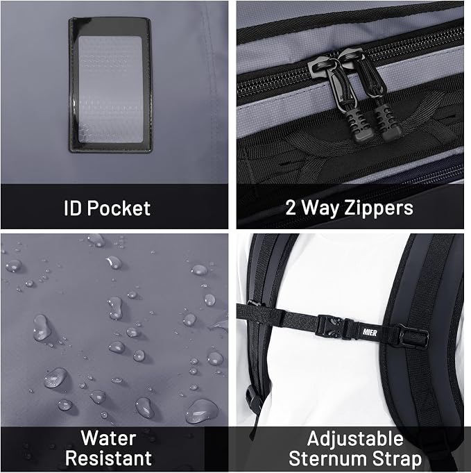 MIER Large Duffle Bag Backpack for Travel Camping Gym Sports, 45L/60L/90L | Water Resistant, Convertible Duffel, Detachable Backpack Straps, Shoe Compartment, Heavy-Duty Tarpaulin, 3 Sizes - Image 4