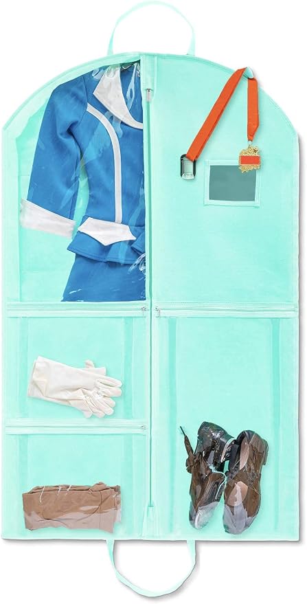 Waterproof Hanging Garment Bag 40 inch Clothes Bag with Gusset, 5 Pockets & Side Zip for Dance Costumes, Sports, Skating, Theatre, Beauty Pageants, Cheer & More by Kendall Country, Sea Foam Green - Image 5