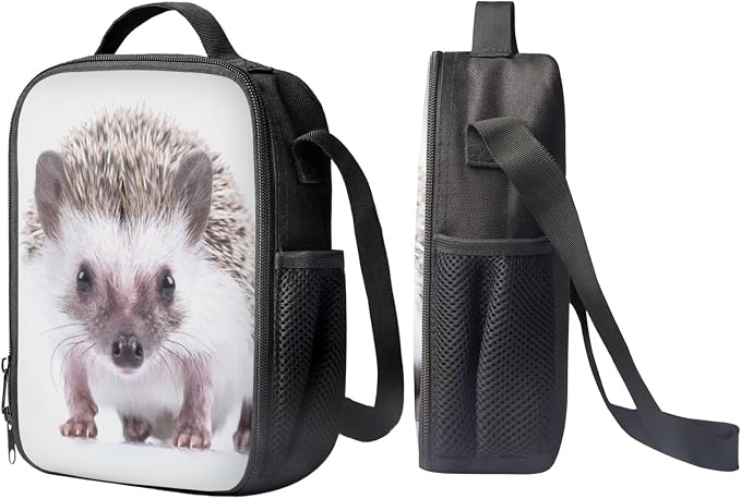 Kids Novelty Animal Backpack and Lunch Box for Boys Girls Student Lightweight 17 Inch School Hedgehog Backpack with Lunch Bag Pencil Case Kids Comfy Padded Black Large Bookbag - Image 4