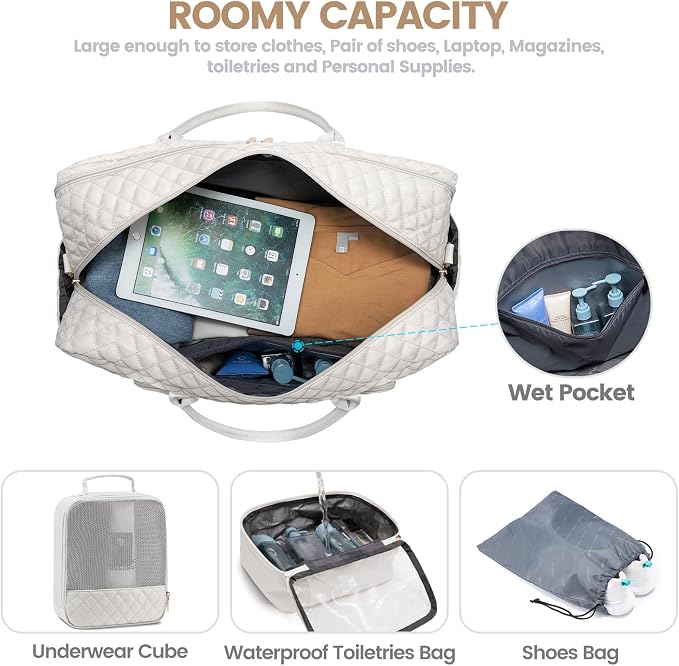 LOVEVOOK Travel Duffle Bag - Women's Weekender Carry On Overnight Laptop & Gym Bag With Toiletry/Shoe Pocket, Hospital Labor Bag - Image 3