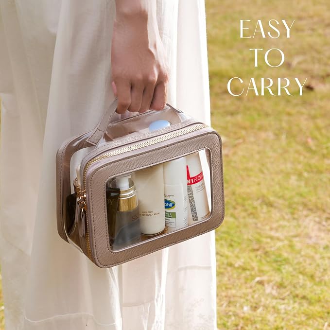 Clear Cosmetic Bag Set for Women Makeup Bag with Handle, 3 Pcs Travel Toiletry Bag Transparent Cosmetic Case Portable Make Up Organizer Bag for Essentials (White, Mini+S+L) - Image 8