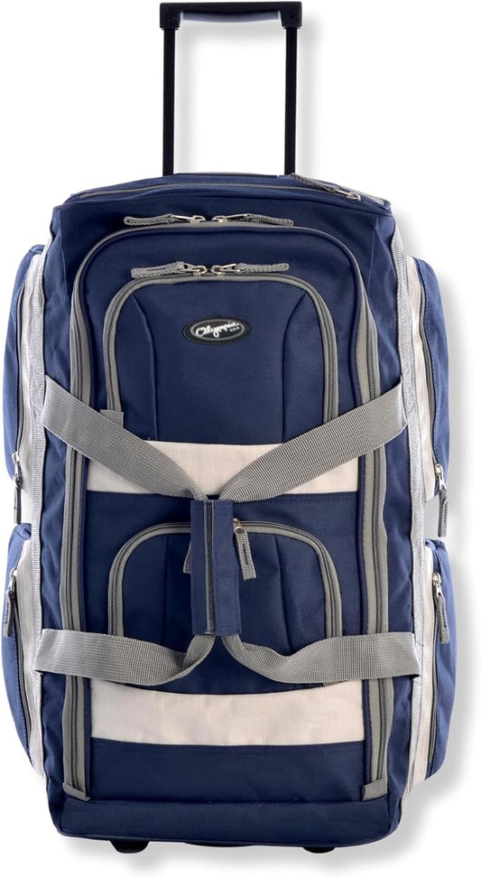 Olympia U.S.A. 22 inch Carry On 8 Pockets Wheeled Rolling Duffel Bag Water Resistant Luggage Lightweight Travel Suitcase with Retractable Handle by OlympiaUSA