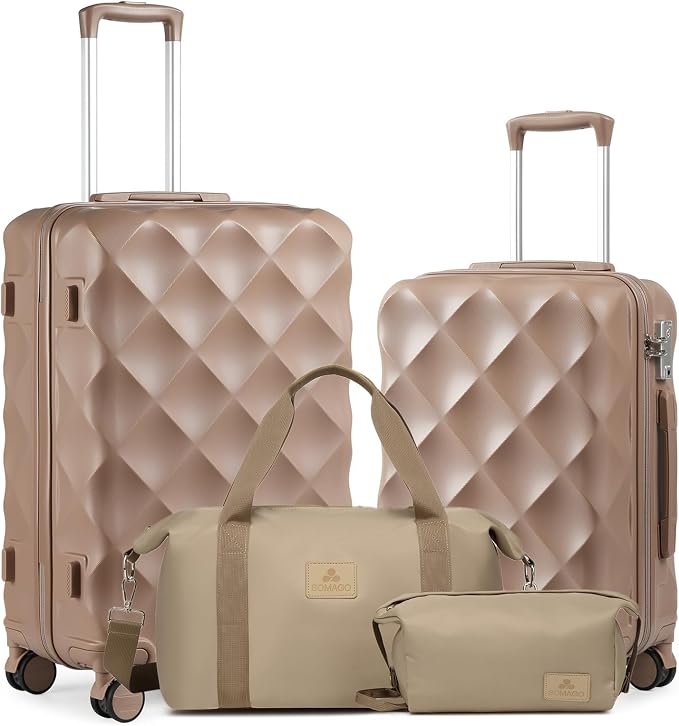 Somago 2 PieceLuggage Set (20"/24") with Duffel Bag and Toiletry Bag, Carry On Luggage Airline Approved with YKK Zipper TSA Lock ABS Hardside Luggage Spinner Wheels by SOMAGO