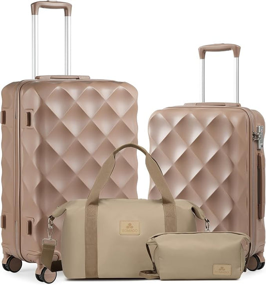 Somago 2 PieceLuggage Set (20"/24") with Duffel Bag and Toiletry Bag, Carry On Luggage Airline Approved with YKK Zipper TSA Lock ABS Hardside Luggage Spinner Wheels by SOMAGO