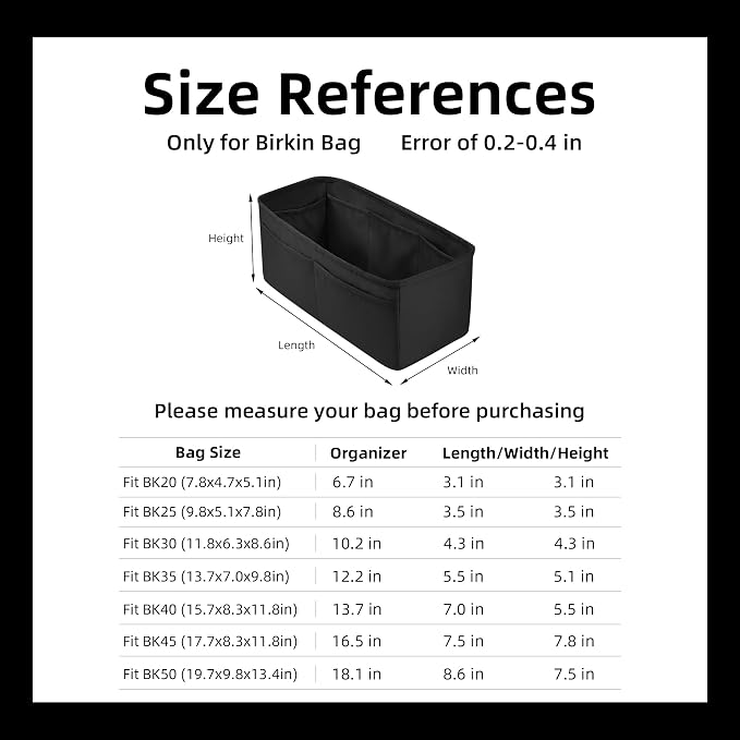 DGAZ Silk Purse Organizer Insert for Birkin Bag(Black,BK40) | Soft and Lightweight,Perfect Fit,Multi-pocket Storage,Bag Protector,Luxury Bag Care,Handmade,for Smooth Bag Organizer - Image 2