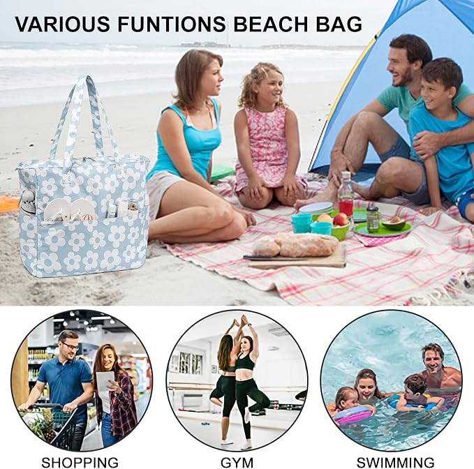 Bluboon Waterproof Beach Tote Pool Bags for Women Ladies Extra Large Carry On Bag With Wet Compartment for Weekender Travel - Image 6
