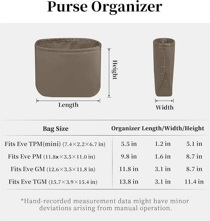 Purse Organizer Insert for Luxury Bag - Satin & Lightweight Fabric with Inside Pockets, Portable for Commute, Travel, Shopping, and Evening, Multicolor Options, Fits Evelyne 29 PM(Etoupe grey, PM) - Image 8