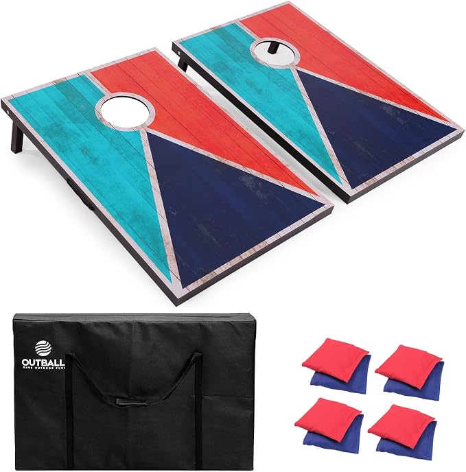 Cornhole Set 4x2 and 3X2 Regulation Size Corn Holes Sets with Carrying Bags & 8 Bean Bags Cornhole Boards Bean Toss Games for Adults Family Outdoor Beach Lawn Outside Backyard Games by OUTBALL