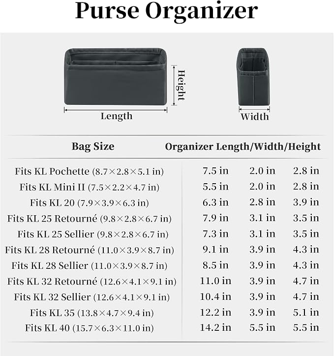 Women's Purse Organizer Insert - Satin & Lightweight Fabric with Inside Pockets, Portable for Commute, Travel, Shopping, and Evening, Multicolor Options, Fits for Kelly 25(Grismeyer, KL25 Sellier) - Image 8