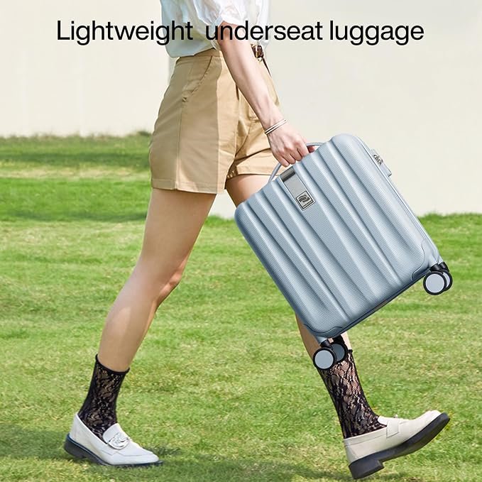 Hanke 16 inch Underseat Carry on Suitcases with Wheels,Lightweight Hard Shell Carry on Luggage with Wheels for Weekender,Travel Approved Small Suitcase,Travel Luggage for Womem Men,Gray. - Image 8