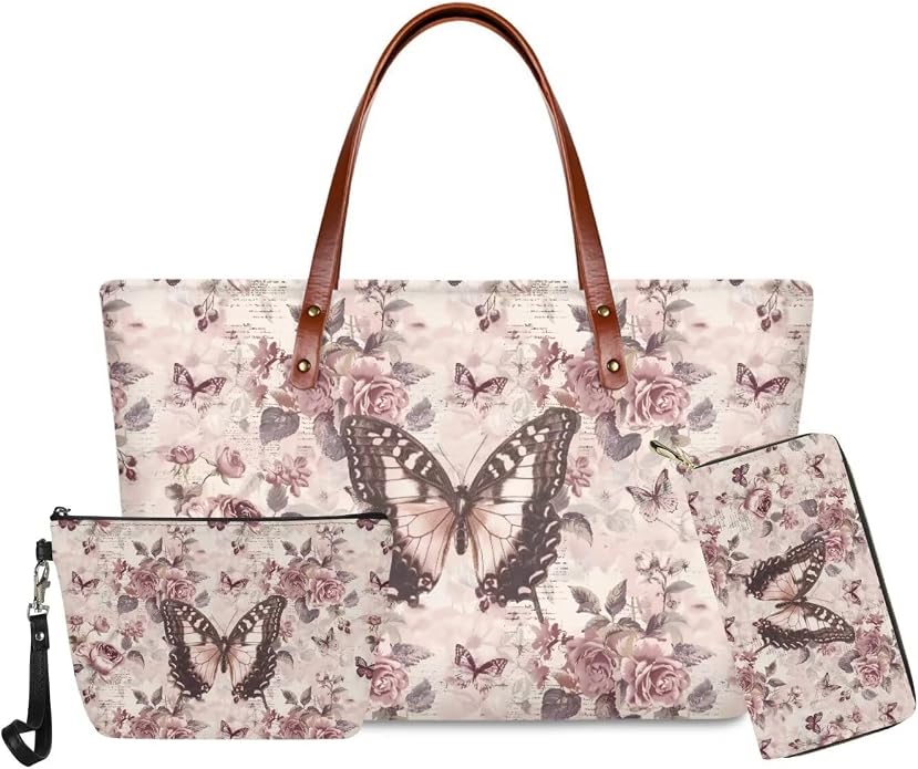 GIFTPUZZ Women Tote Bag Women Wallet Portable Cosmetic Bag for Women Bag Set 3 Pack PU Leather Bags with Zipper - Image 3