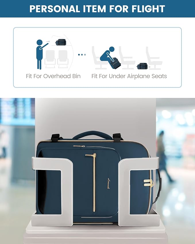 LOVEVOOK 40L Travel Backpack Flight Approved Carry on Backpack,3 Packing Cubes,Waterproof Personal Item Travel Bag,TSA Carry on Luggage Suitcase Travel Essentials,Gifts for Women & Men,fits 17" Laptop - Image 4