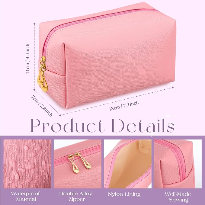 Kigeli Aesthetic Makeup Bags PU Leather Cosmetic Pouches Waterproof Plain Toiletry Bags Makeup Pouches Bulk for Women Party Gift Travel Storage Organizer(Purple Series,7.1 x 2.8 x 4.3 in) - Image 2