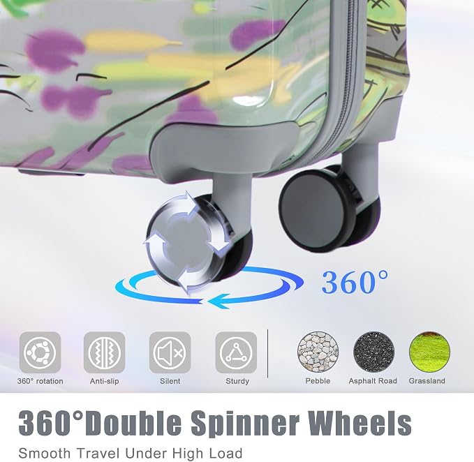 Hardshell Luggage Sets, Lightweight Stripes Suitcases with Spinner Wheels, Tower-PC - Image 3
