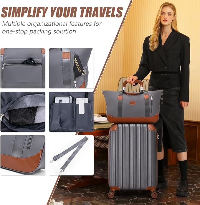 Cosbarn Carry On Luggage Sets 3 Piece, 20 Inch Luggage 22x14x9 Airline Approved with Wheels and TSA Lock, ABS Lightweight Hardshell Travel Suitcase Set with Duffel Bag Travel Bag for Men Women - Image 5