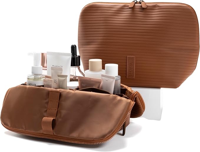 THE VERTI-Vertical Waterproof Makeup & Toiletry Bag | 23-Pocket Organizer with Upright, Fold-Down Design for Skincare, Toiletries & Essentials (Mahogany) by Unknown