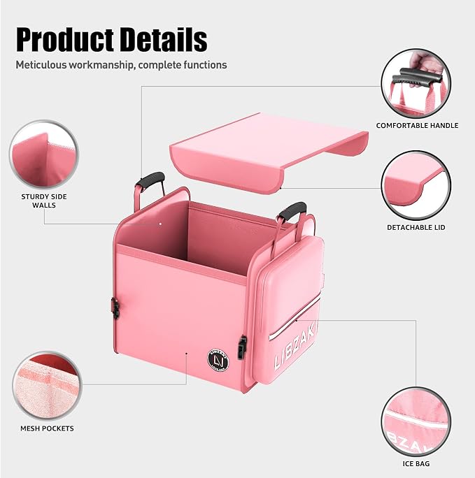 LIBZAKI Car Trunk Storage Organizer, Collapsible Trunk Storage Box for Car Truck SUV-Pink - Image 4