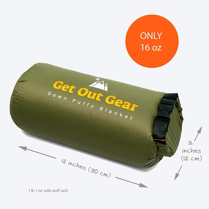 Get Out Gear Down Camping Blanket - Puffy, Packable, Lightweight and Warm | Ideal for Outdoors, Travel, Stadium, Festivals, Beach, Hammock | 650 Fill Power Water-Resistant Backpacking Quilt - Image 4