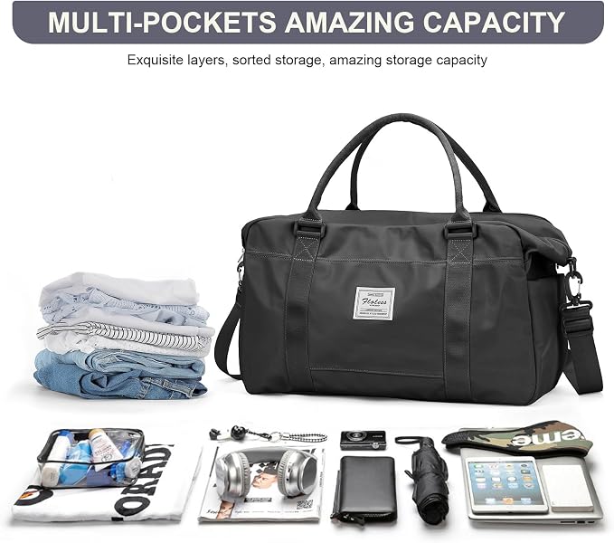 Travel Duffel Bag, Carry On Overnight Weekender Bags for Women | Travel Bag with Wet Pocket & Trolley Sleeve, For Spirit Airlines 18x14x8 Personal Item Bag - Image 2