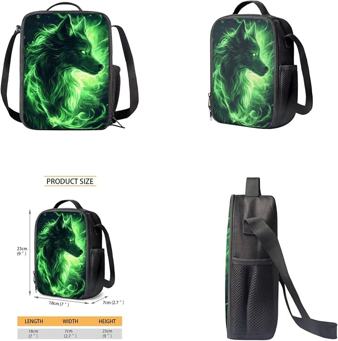 Galaxy Wolf Backpack for Boys Kids Backpack with Lunch Box Water Bottle Pouch and Big Pencil Pouch 4PCS Set Bookbag with Front Pocket 17" Lightweight School Bag for Kids Back to School Gifts - Image 4