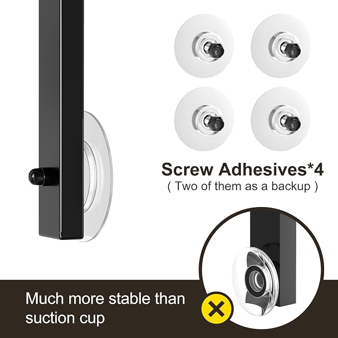 Orimade Adjustable Anti-slip Shower Caddy over Head, Rustproof Bathroom Hanging Organizer with 2 Hooks for Razor, No Drilling Shower Shelves Storage Rack 3 Tier, Black - Image 6