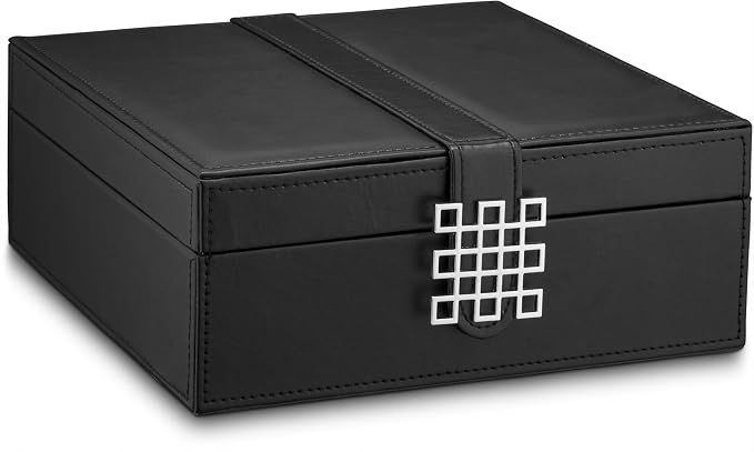 Glenor Co Earring Organizer - Classic 50 Section Jewelry Box/Case/Holder for Earrings, Rings, Necklaces, Jewelry, Cufflinks or Collections -2 Layer Small Compartments with Large Mirror - Black - Image 5