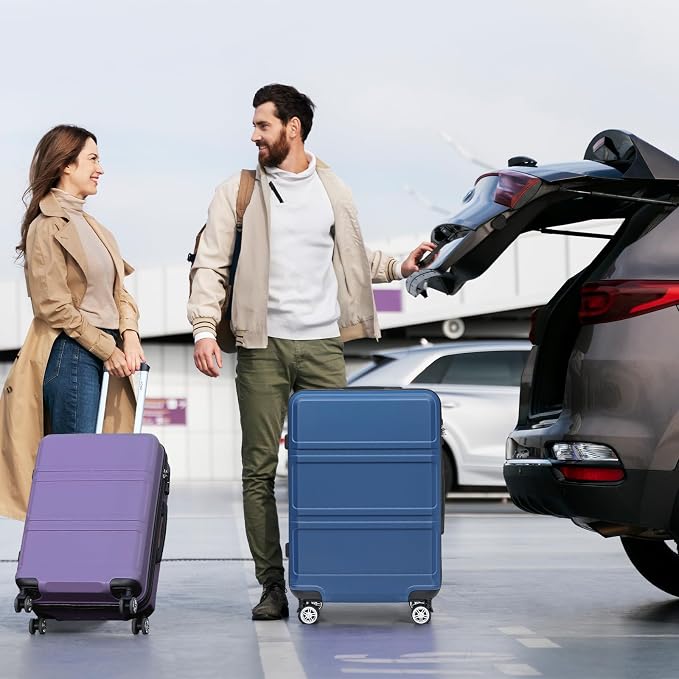 Kono 24 Inch Luggage Suitcase with Spinner Wheels TSA Lock | Lightweight PC+ABS Hardside Medium Checked Luggage Durable Rolling Suitcase Purple - Image 7