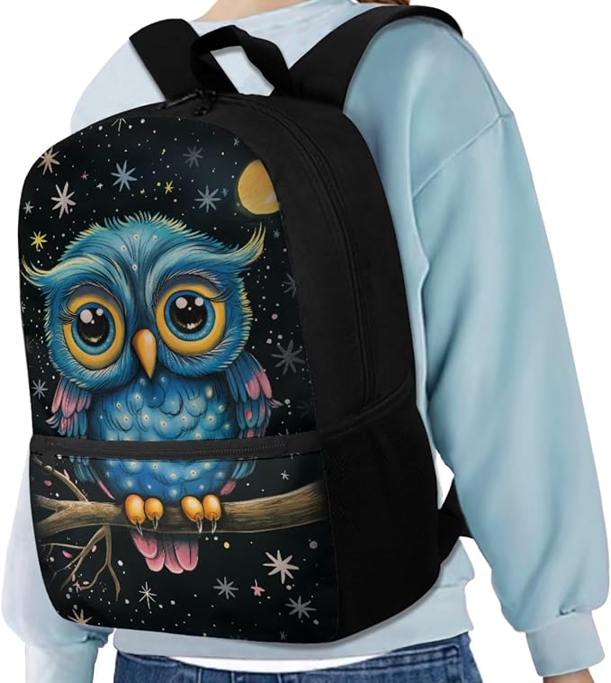 Owl Backpack for School Owl Boys Bookbag with Lunch Box Set of 5 Boys Printed 5 Pcs Bookbag Set Pencil Case Water Bottle Sleeve Bookmark School Supplies - Image 2