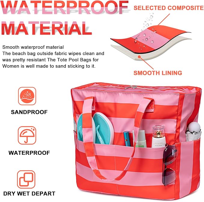 Bluboon Waterproof Beach Tote Pool Bags for Women Ladies Extra Large Carry On Bag With Wet Compartment for Weekender Travel - Image 4