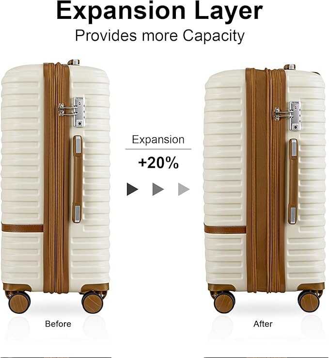 Joyway Luggage Set 7 Piece Suitcase Sets with Spinner Wheel,Hardside Expandable Travel Laggage with TSA Lock (18/20/24/28 White - Image 3